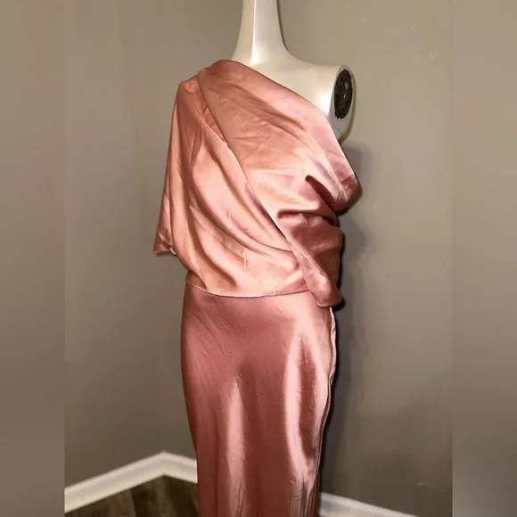 knee length dresses for ladies Amsale Long Bridesmaid Dress Leif Liquid Satin